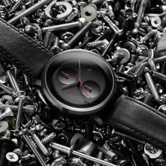 California Watch Co. Golden Gate Chrono Leather Gunmetal Red